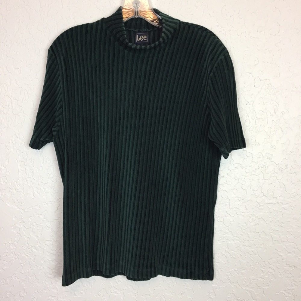 Lee vintage turtleneck L ribbed green velour